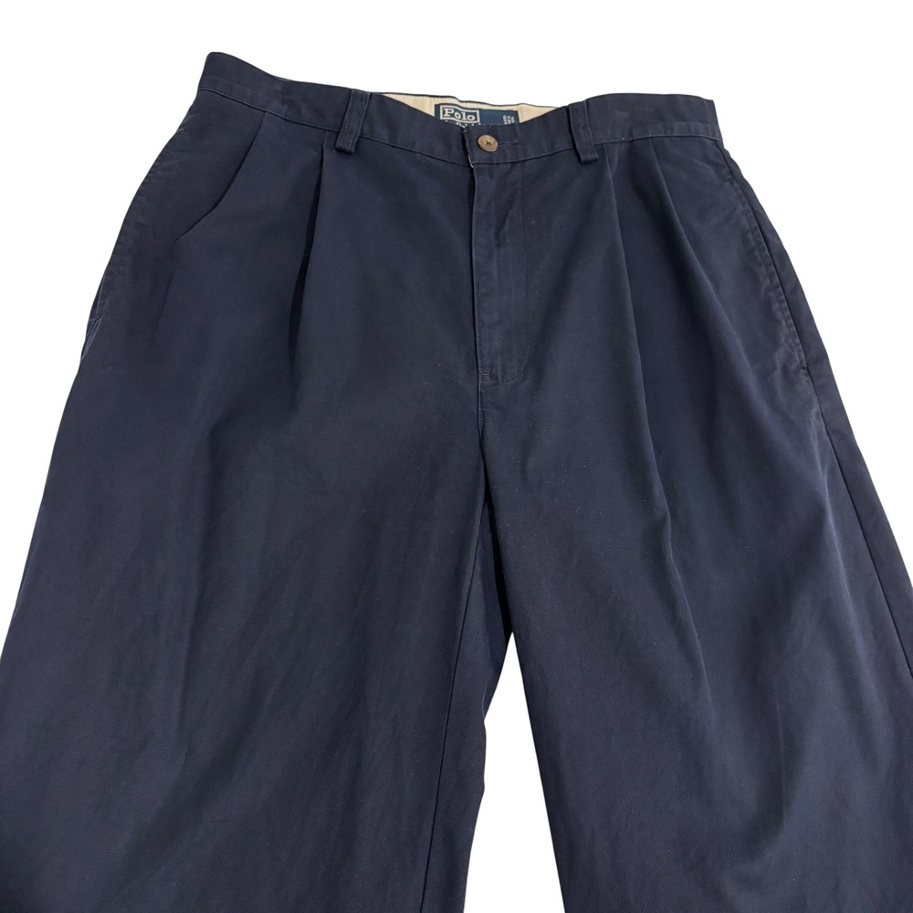 Polo Ralph Lauren Double Pleated Hammond Pant Mens Small 31x30 Navy Blue Cuffed